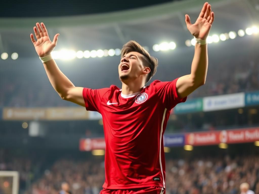 Player celebrating goal